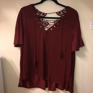 Red lacy back shirt